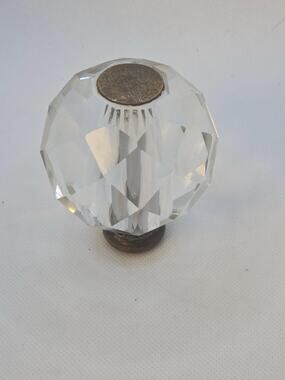 Antique Vintage Faceted Crystal Glass Round Door Knob 2.5”